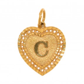 22ct Real Gold Asian/Indian/Pakistani Style 'C' Heart Pendant